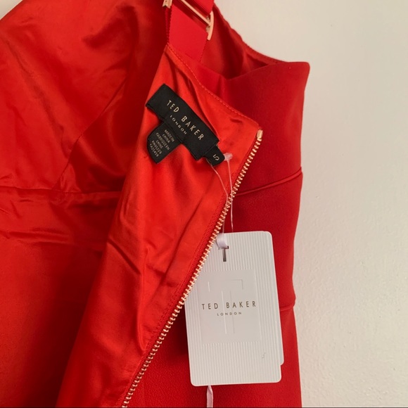 NWT Ted Baker red ribbon adjustable strap fitted knee-length dress - Picture 14 of 16